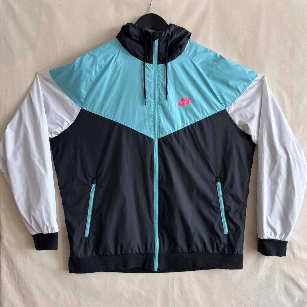 Nike 2018 Windrunner Blue Aqua White Colorblock Windbreaker Jacket - Size XL